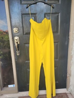 Yellow Strapless Jumpsuit
